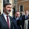 Tlačový brífing ministra J. Blanára a predsedu zahraničného výboru NR SR Mariána...