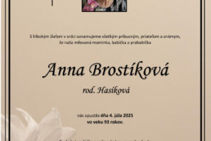 Mesto Trenčín: Anna Brostíková rod. Hasíková