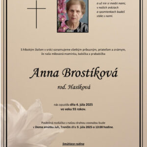Mesto Trenčín: Anna Brostíková rod. Hasíková