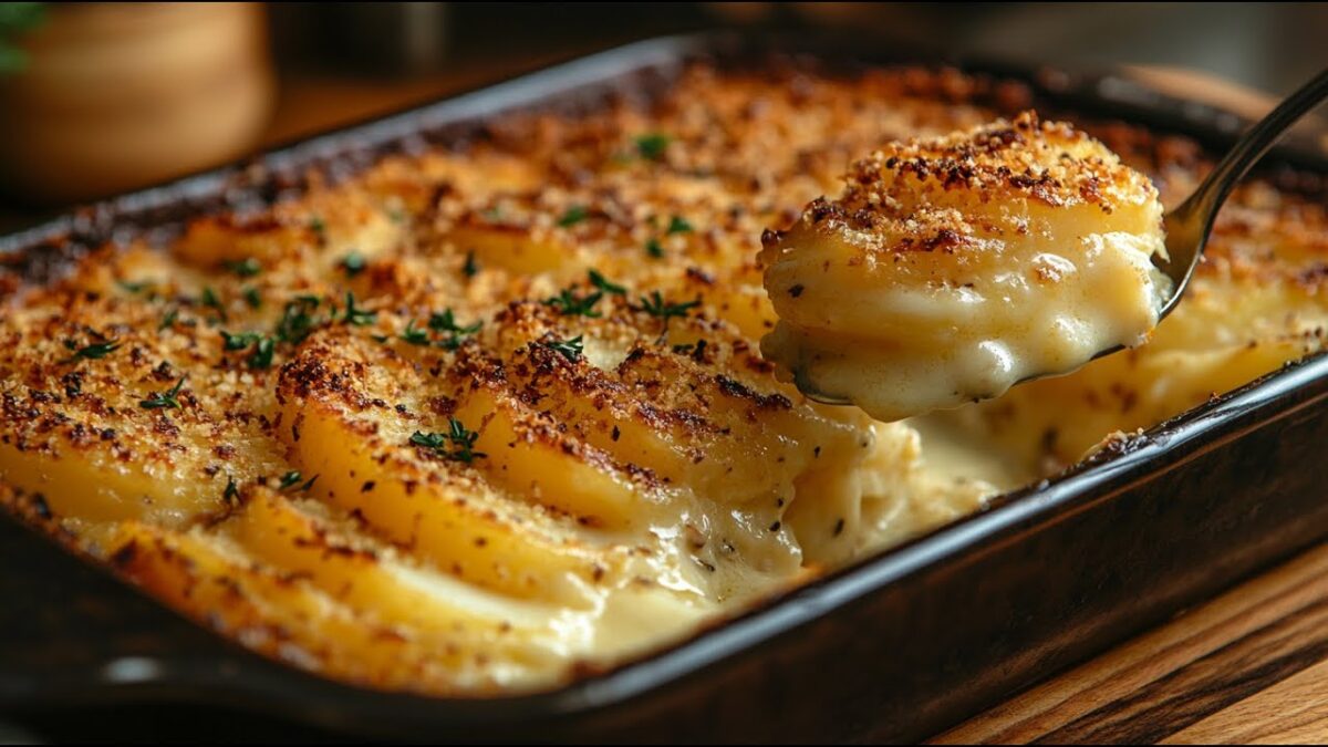 Vegánsky zemiakový gratin s chrumkavou kôrkou – Krémový a jednoduchý!