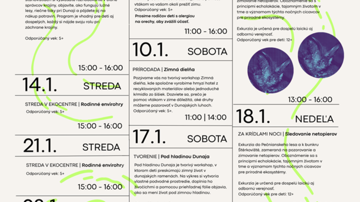 BSK: Program na január v Ekocentre Čunovo