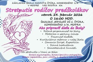 Mesto Modra: STRETNUTIE RODIČOV PREDŠKOLÁKOV
