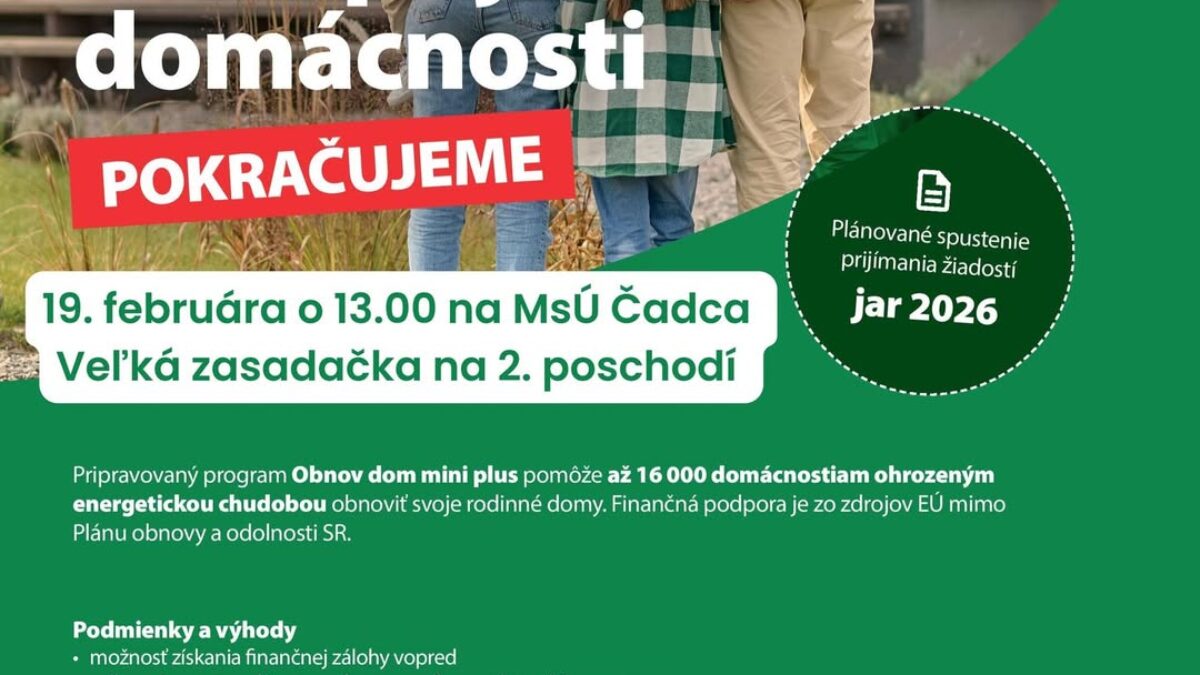 Mesto Čadca: OBNOV DOM MINI PLUS PRICHÁDZA DO ČADCE