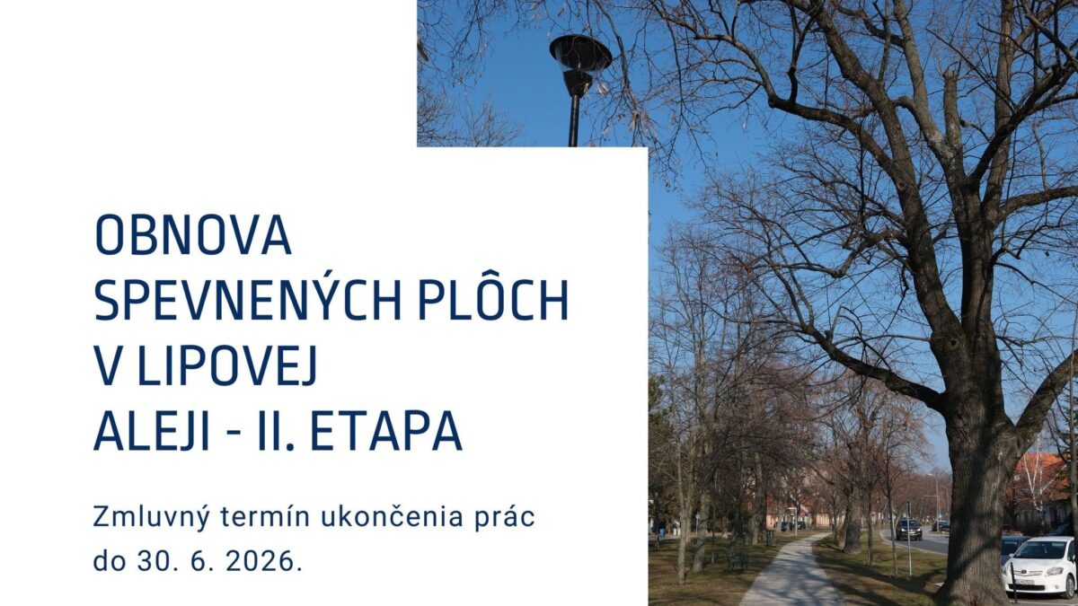 Mesto Modra: OBNOVA SPEVNENÝCH PLÔCH V LIPOVEJ ALEJI – II. ETAPA